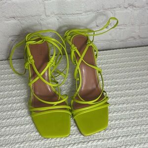 ASOS NAIROBI STAPPY TIE LEG HIGH HEELED SANDLES IN GREEN